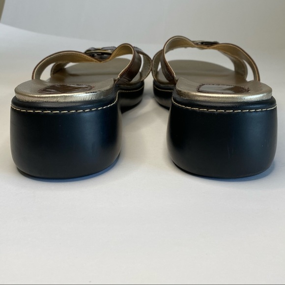 Rockport Sandals Leather Slip Ons Brown and Metallic Gold made in Brazil 8.5 - Picture 5 of 9